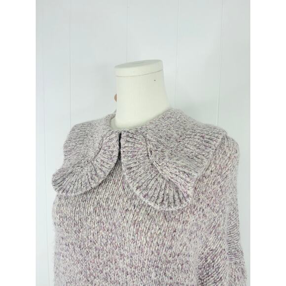NWT Zara Metallic Knit Peter Pan Collar Sweater Small Purple Balloon Sleeve - Picture 3 of 10